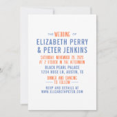 Invitation Style Retro Mariage bleu orange (Devant)
