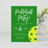 Invitation Style Rétro Neon Vert Pickleball à thème Anniversa (Debout devant)