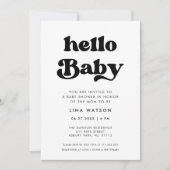 Invitation Style rétro noir & blanc Hello Baby (Devant)