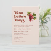Invitation Style rétro Peach Pink Vino avant voeux (Debout devant)