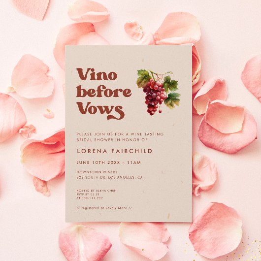Invitation Style rétro Peach Pink Vino avant voeux