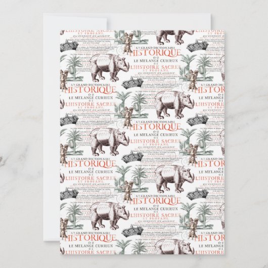 Invitation Style Rhinoceros Rhino Abrecht Durer (Devant)