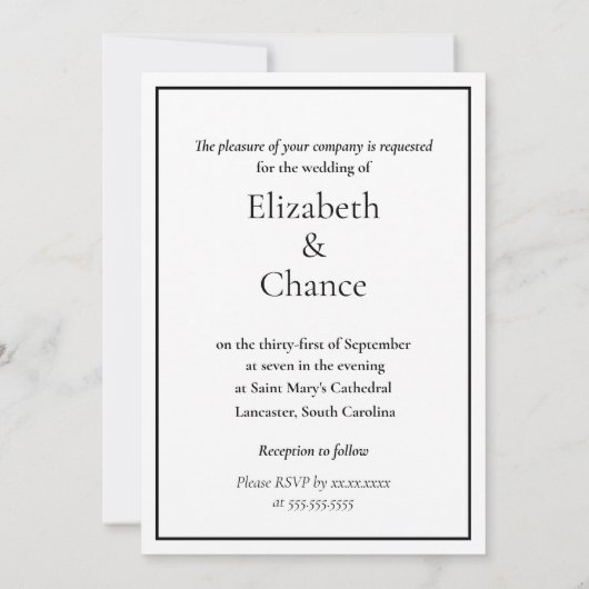 Invitation Style romantique (Dos)