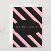 Invitation Style rose et noir larges bandes (Devant)