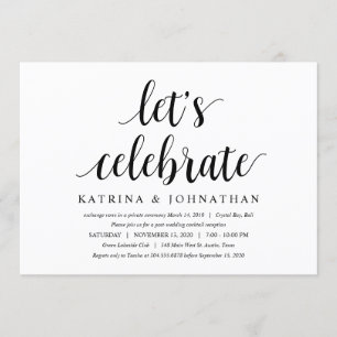 Invitation Style Rustique moderne Cute Black Script, Elopemen