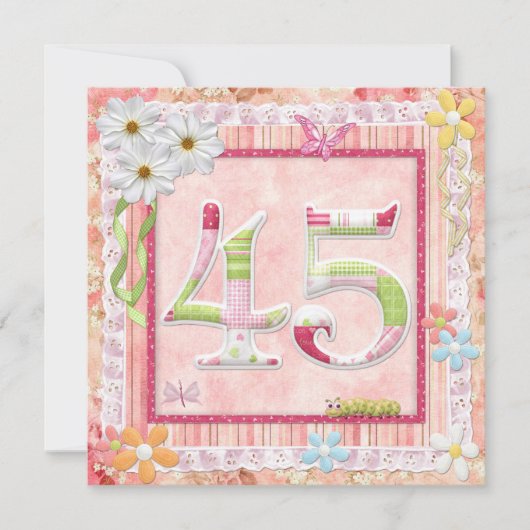 Invitation style scrapbooking pour 45e anniversaire (Devant)