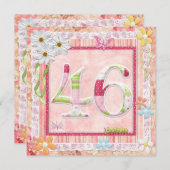 Invitation style scrapbooking pour 46e anniversaire (Devant / Derrière)