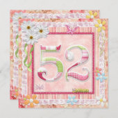 Invitation style scrapbooking pour 52e anniversaire (Devant / Derrière)