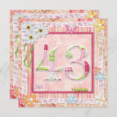 Invitation style scrapbooking pour la fête du 43e anniversair (Devant / Derrière)