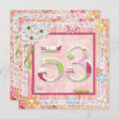 Invitation style scrapbooking pour la fête du 53e anniversair (Devant / Derrière)