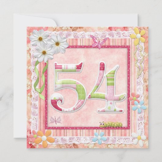 Invitation style scrapbooking pour la fête du 54e anniversair (Devant)