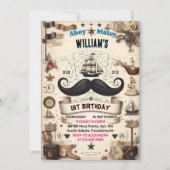 Invitation Style Ship Enfants Cool Drapeau Bateau Pirate 1er  (Devant)