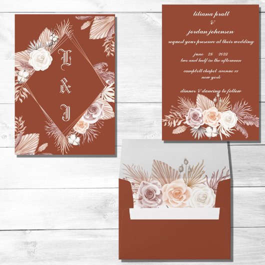 INVITATION STYLE SIMPLE BOHO TERRACOTTA MARIAGE FLORAL