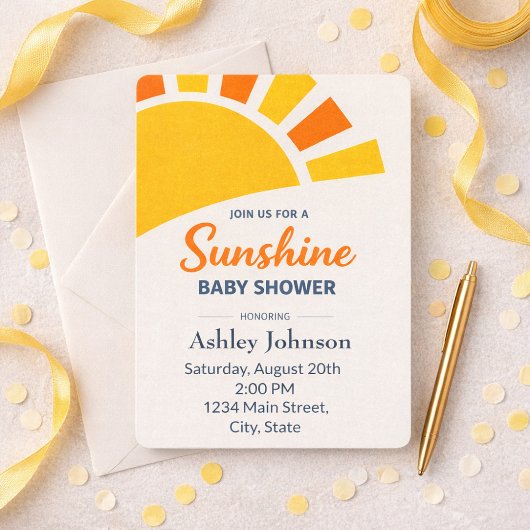 Invitation Style Soleil Doré Contemporain