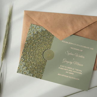 Invitation Style Terre moderne Sage vert & or classicmandala