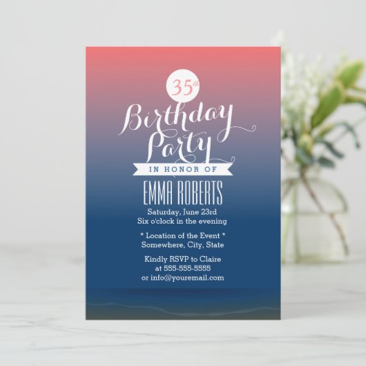 Invitation Style Twilight Beach Thème Anniversaire (Debout devant)