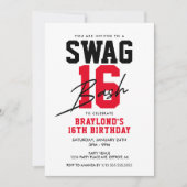 Invitation Style Varsity Swag 16 Anniversaire (Devant)