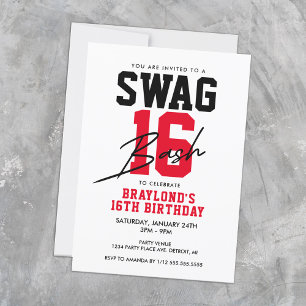 Invitation Style Varsity Swag 16 Anniversaire