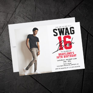 Invitation Style Varsity Swag 16 Anniversaire
