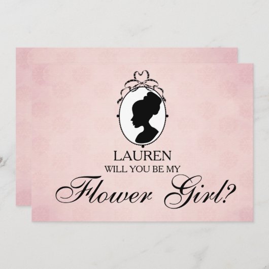 Invitation Style Victorien Caméo Serez-Vous Ma Fille Fleur (Devant / Derrière)