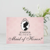 Invitation Style victorien Cameo Serez-vous ma servante d'hon (Debout devant)