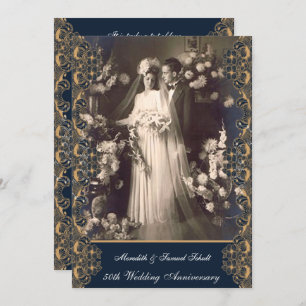 Invitation Style vintage 50e anniversaire Mariage