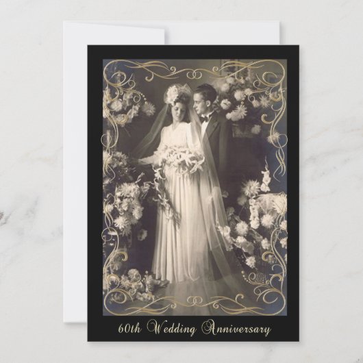Invitation Style vintage 60e anniversaire Mariage (Devant)