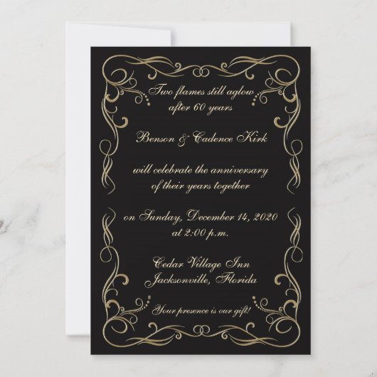 Invitation Style vintage 60e anniversaire Mariage (Dos)