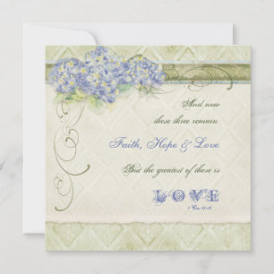 Invitation Style vintage Blue Hydrangea Floral Swirl Damask