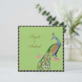 Invitation Style Vintage coloré Peacock Indian mariage Invi (Debout devant)