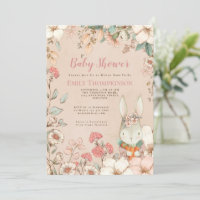 Style vintage Cute Bunny Florals Baby shower