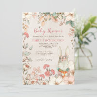 Style vintage Cute Bunny Florals Baby shower de cr