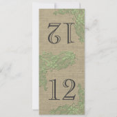 Invitation Style vintage dentelle design vert Table Numéro (Dos)