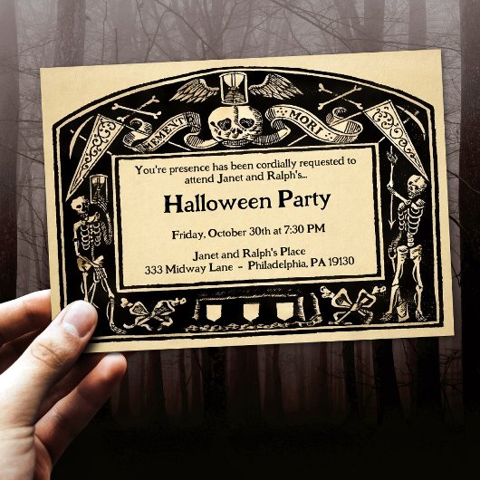 Invitation Style vintage et personnalisé Memento Mori