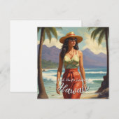 Invitation Style Vintage Hawaïen Voyage Honolulu Mid-Pacifiqu (Devant / Derrière)