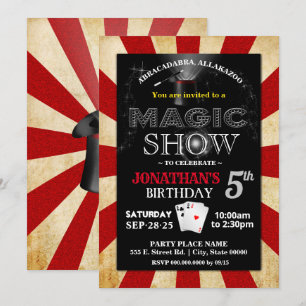 Invitation Style vintage Magie spectacle anniversaire