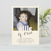 Invitation Style Vintage modifiable Boy photo d'anniversaire (Debout devant)