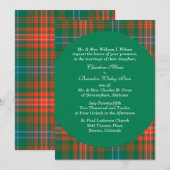 Invitation Style Wilson Orange & Green Plaid Mariage (Devant / Derrière)