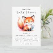 Invitation Style Woodland Look Fox Baby shower (Debout devant)