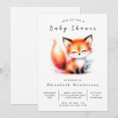 Invitation Style Woodland Look Fox Baby shower (Devant / Derrière)