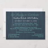 Invitation stylée de fête d'anniversaire pour homm (Dos)