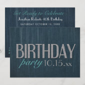 Invitation stylée de fête d'anniversaire pour homm (Devant / Derrière)