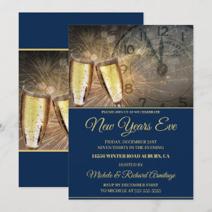 Invitation stylée de Nouvel An au Champagne et à l