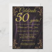 Invitation stylée en or pour le 50e anniversaire (Devant)
