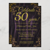 Invitation stylée en or pour le 50e anniversaire (Devant / Derrière)