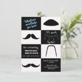 Invitation Styles de moustache noir et blanc pour enterrement (Debout devant)