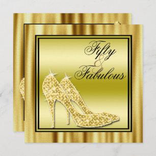 Invitation Stylets scintillants et musique 50 fabuleux d'or