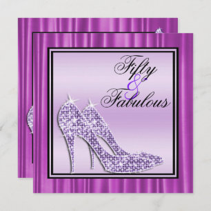 Invitation Stylets scintillants lilas et musique 50 fabuleux