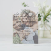 Invitation stylisé chic écriture photo délavée mariage (Debout devant)