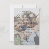 Invitation stylisé chic écriture photo délavée mariage (Devant)